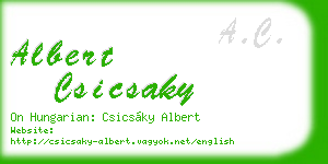 albert csicsaky business card